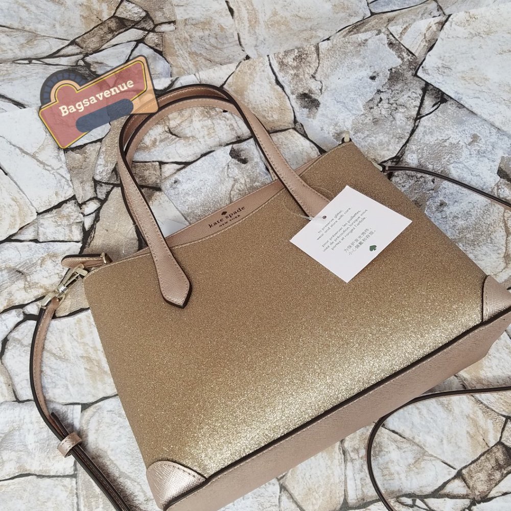 Lola Joeley Shimmy Glitter Lola Satchel Crossbody Rose Gold Small Kate Spade - Picture 12 of 14